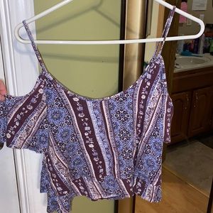 colorful off the shoulder crop top